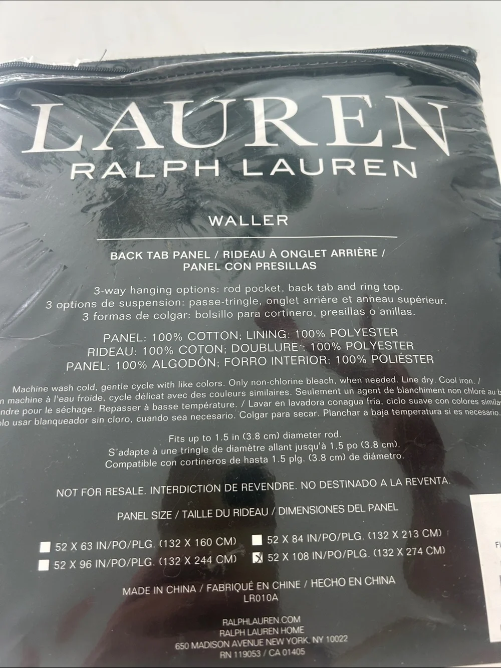 Lauren Ralph Lauren White Blackout Curtain Panel - Waller 52x108 inch